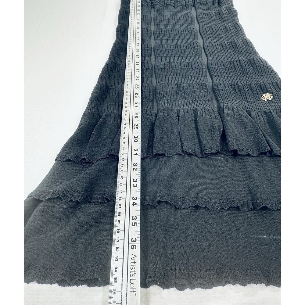 Roberto Cavalli Women’s Designer Black Crochet Knit Tiered Ruffle Dress Size 44 - Picture 9 of 13
